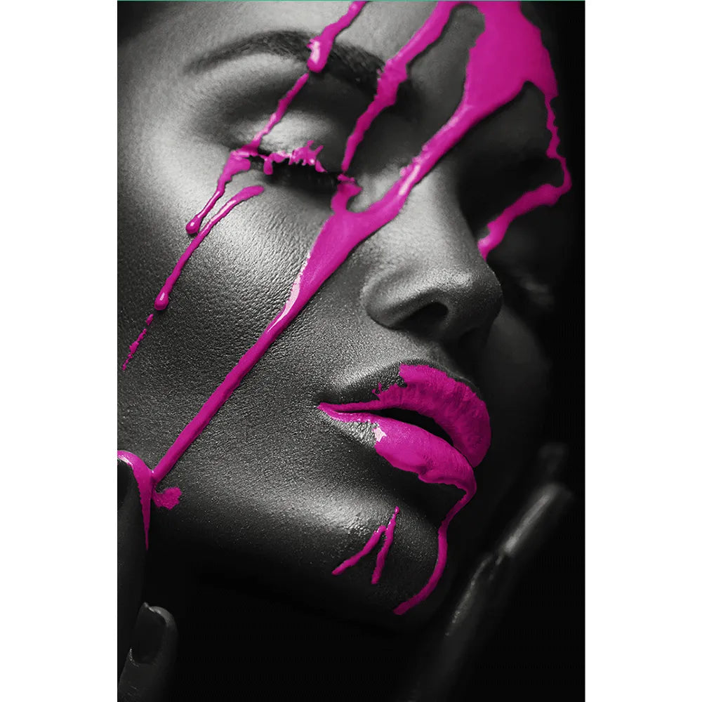 Poster Gesicht mit Pink Hochformat