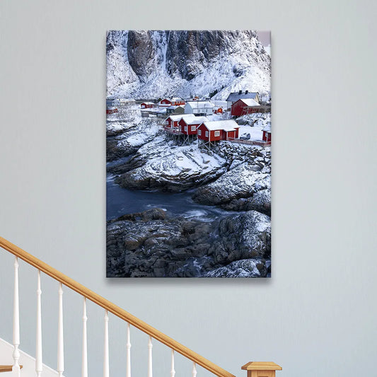 LED Bild Hamnoy Winter Hochformat