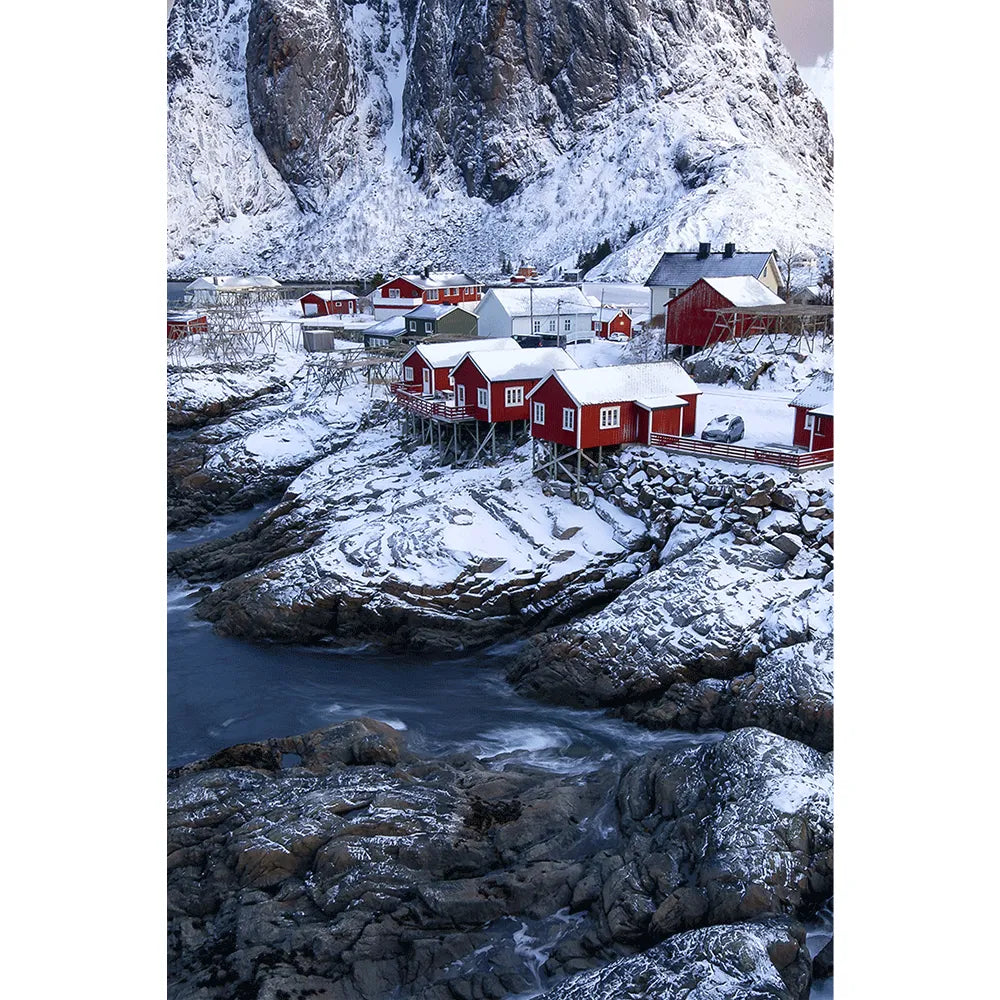 Acrylbild Hamnoy Winter Hochformat