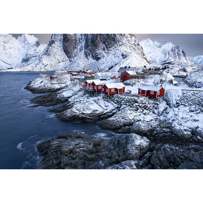 Aludibondbild Hamnoy Winter Querformat