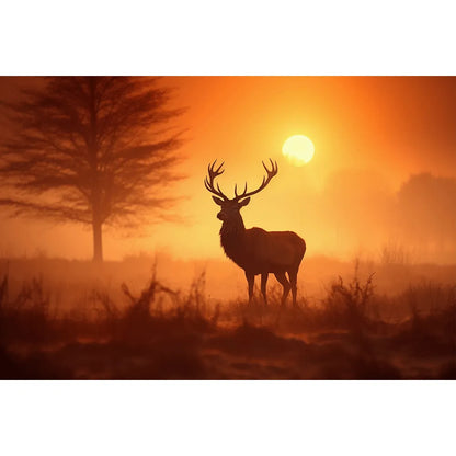 Wechselbild Hirsch im Sonnenuntergang Querformat