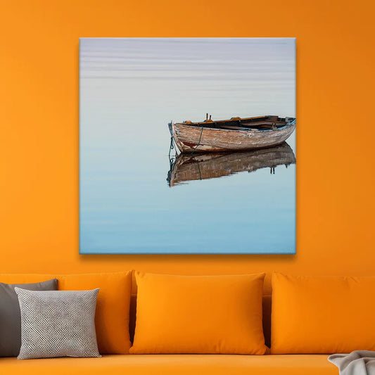 Poster Holzboot Quadrat