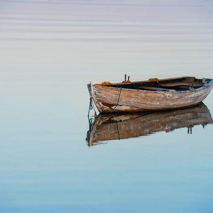 Leinwandbild Holzboot Quadrat