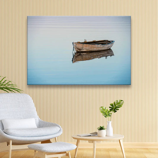 LED Bild Holzboot Querformat