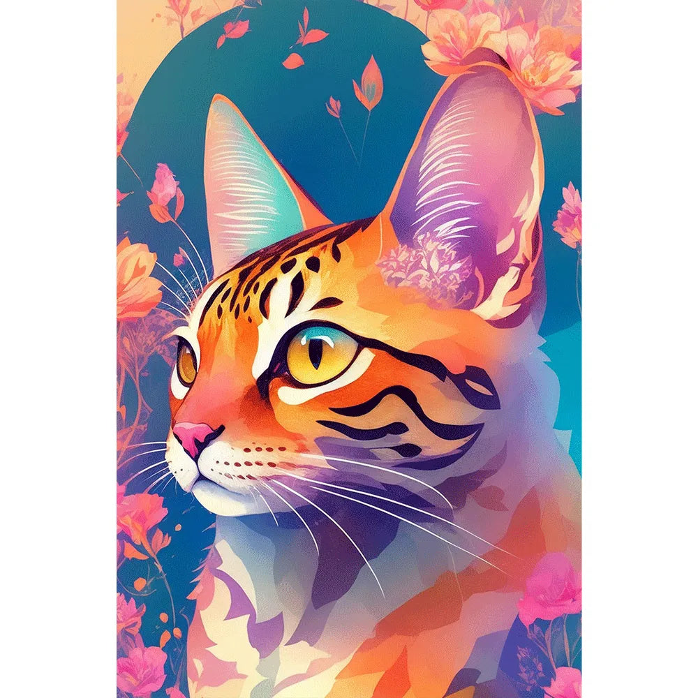 Spannrahmen Katze mit Blumen Hochformat