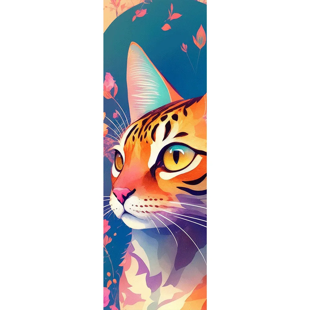 Poster Katze mit Blumen Panorama Hoch