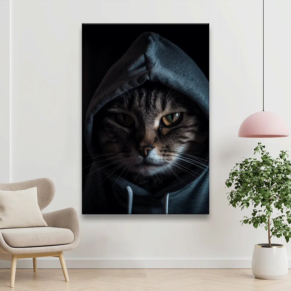 Poster Katze mit Kaputze Hochformat