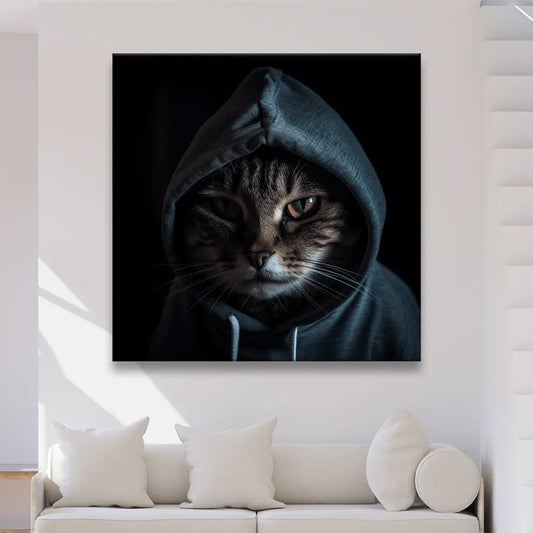 Poster Katze mit Kaputze Quadrat