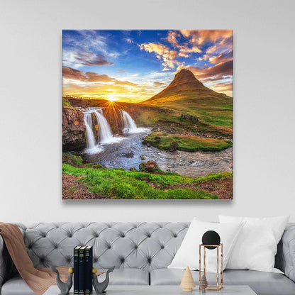 LED Bild Kirkjufell Island Quadrat