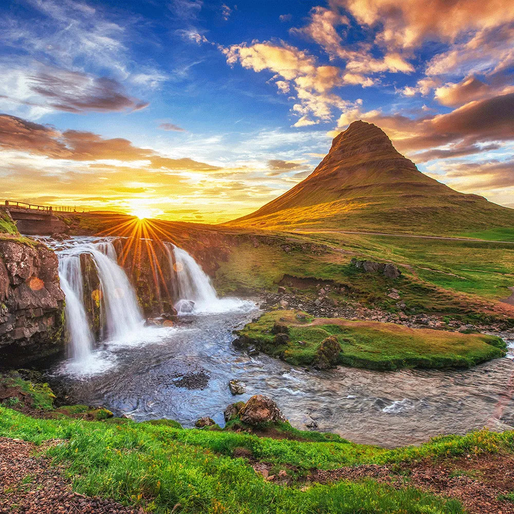 LED Bild Kirkjufell Island Quadrat