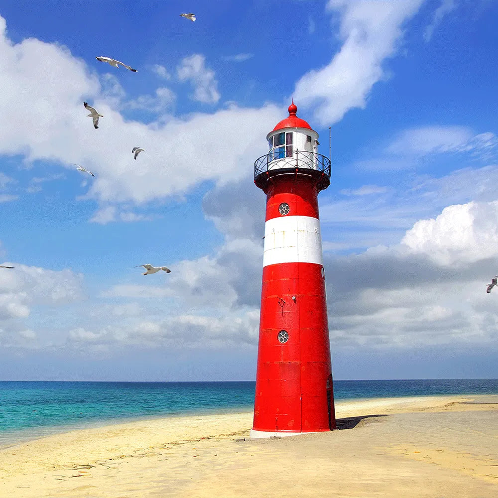 Leinwandbild Leuchtturm Nordsee Quadrat