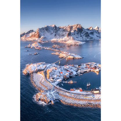 LED Bild Lofoten im Winter Hochformat