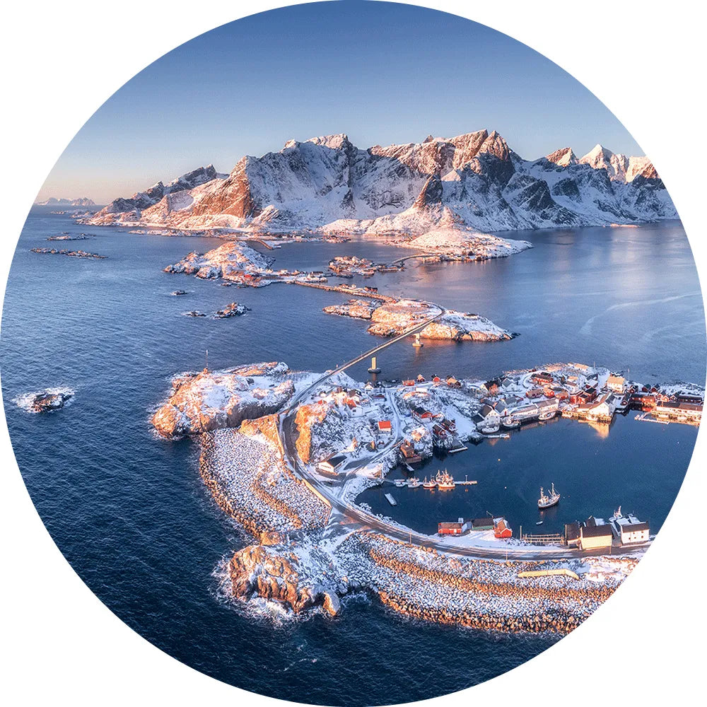 Aludibondbild Lofoten im Winter Kreis