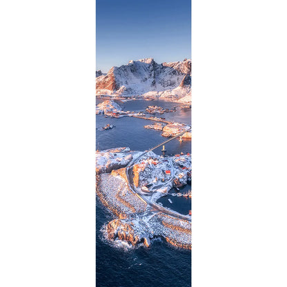 LED Bild Lofoten im Winter Panorama Hoch