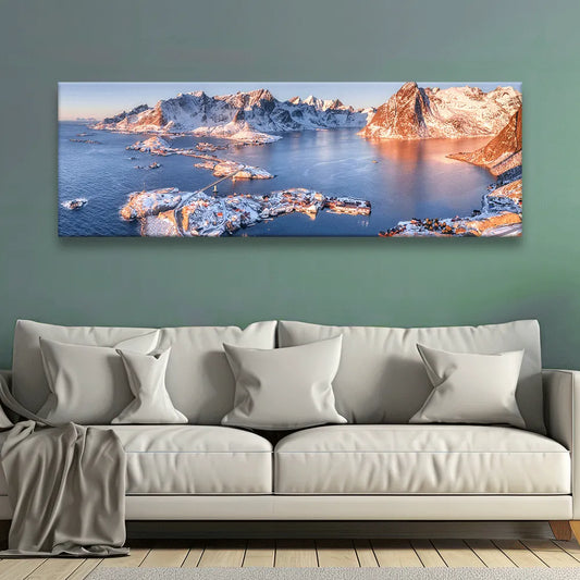 Acrylbild Lofoten im Winter Panorama Quer