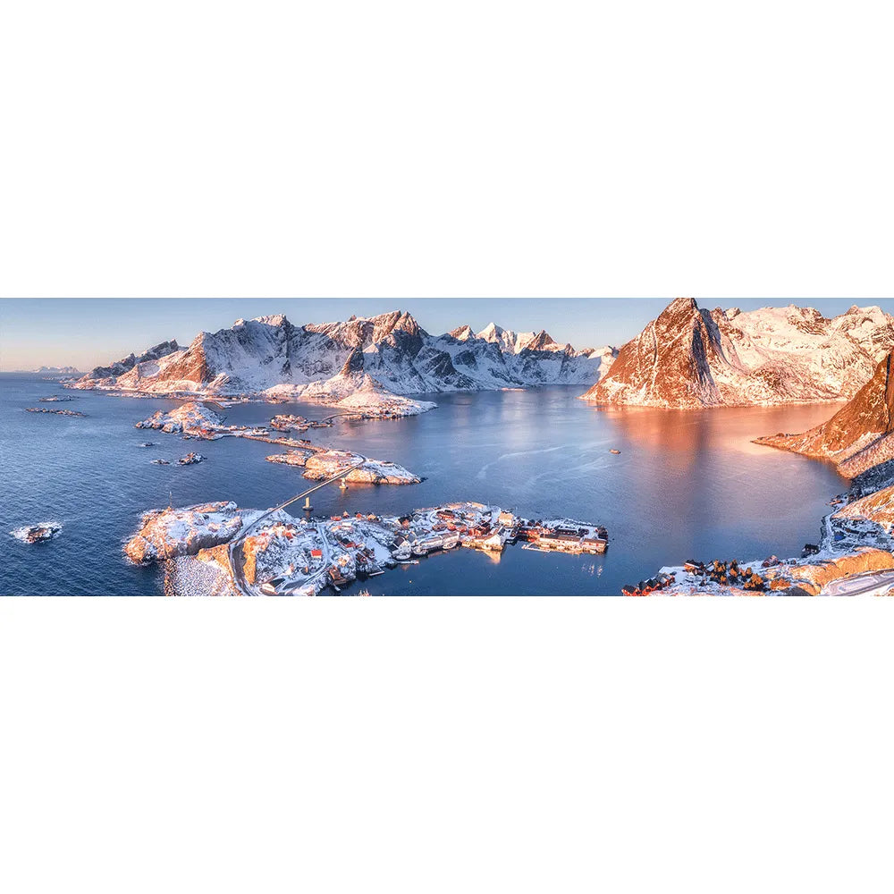 LED Bild Lofoten im Winter Panorama Quer