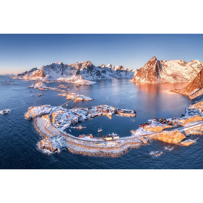 Alugebürstet Lofoten im Winter Querformat