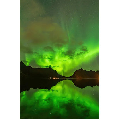 Acrylbild Lofoten Nordlichter Hochformat