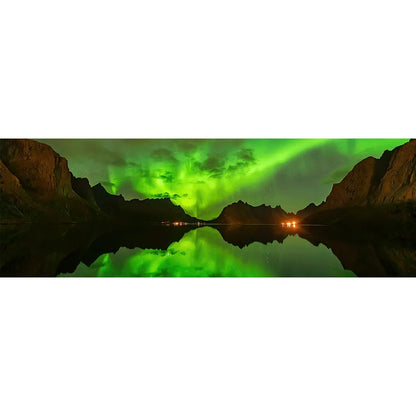 Acrylbild Lofoten Nordlichter Panorama Quer