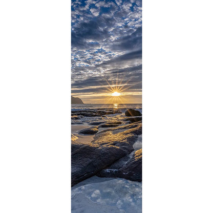 Leinwandbild Lofoten Sonnenuntergang Vikten Strand Panorama Hoch