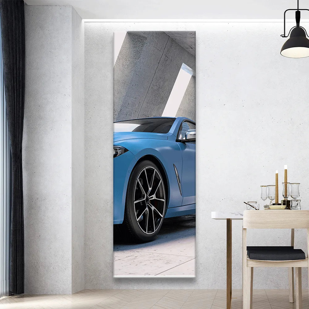 Poster modernes blaues Auto Panorama Hoch