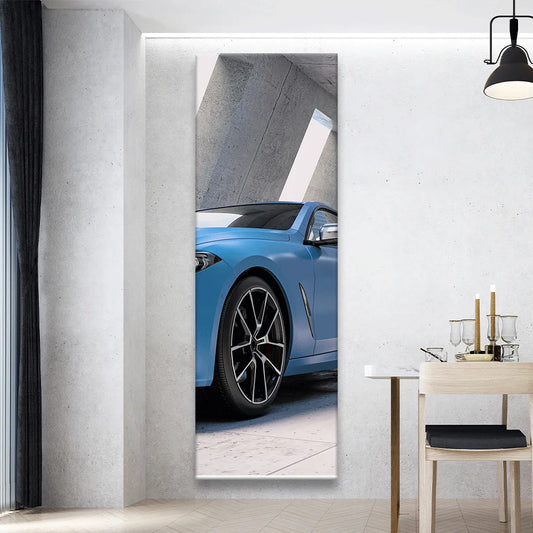 Poster modernes blaues Auto Panorama Hoch