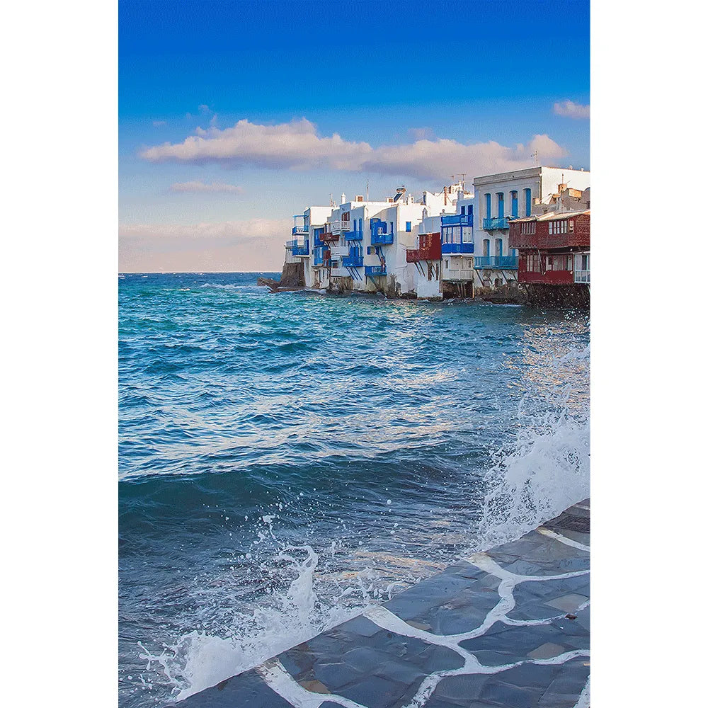 LED Bild Mykonos Strand Hochformat