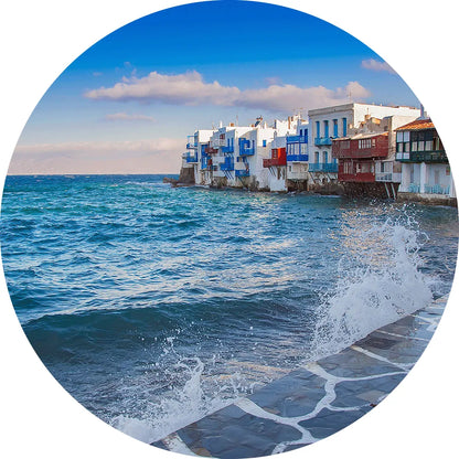 Aludibondbild Mykonos Strand Kreis