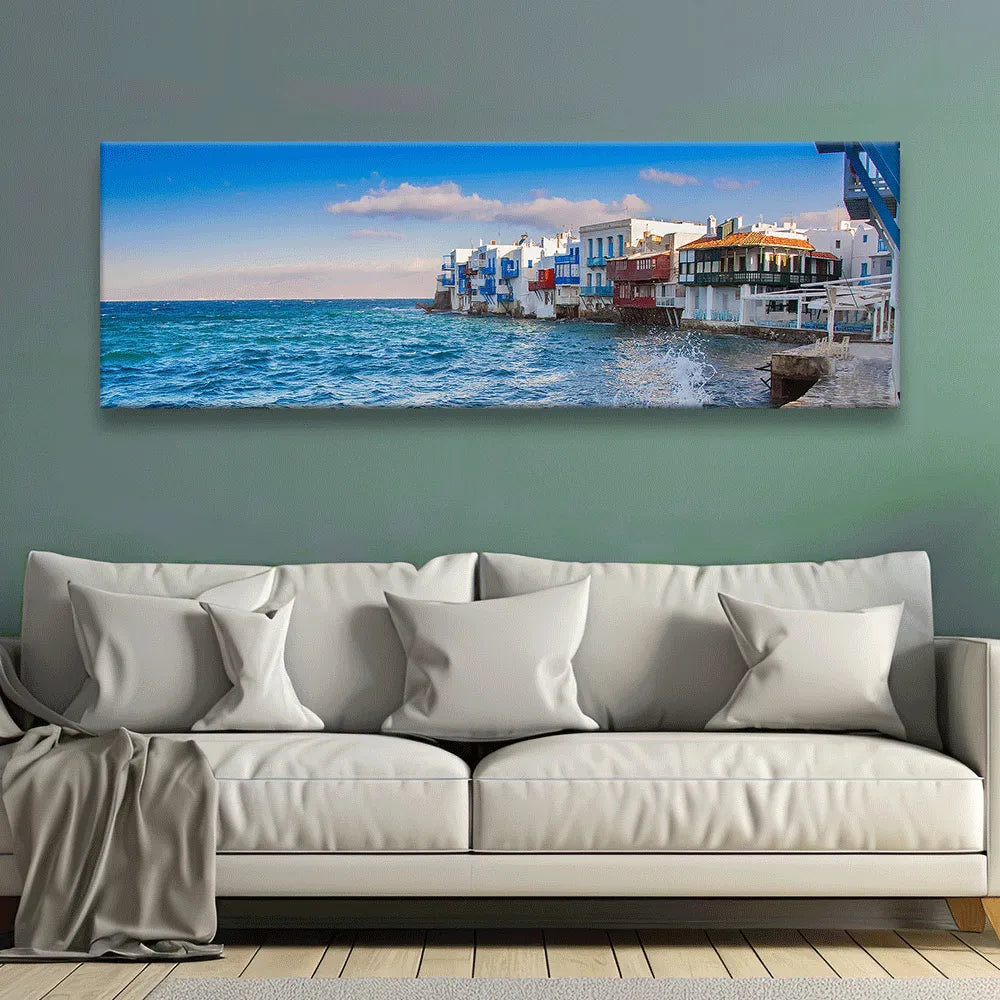 Acrylbild Mykonos Strand Panorama Quer