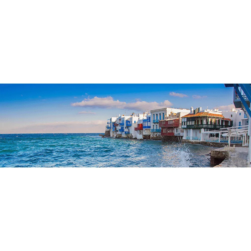 LED Bild Mykonos Strand Panorama Quer