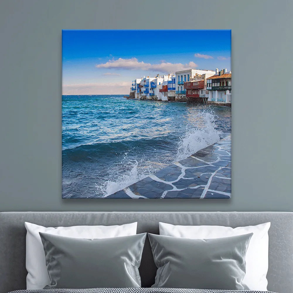 Leinwandbild Mykonos Strand Quadrat