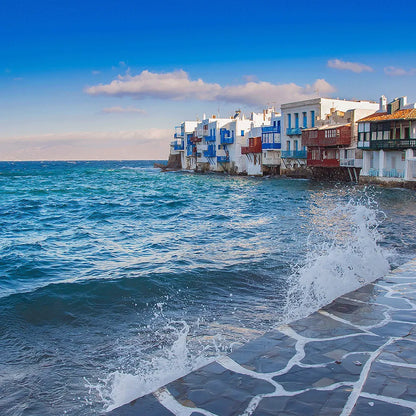 Wechselbild Mykonos Strand Quadrat