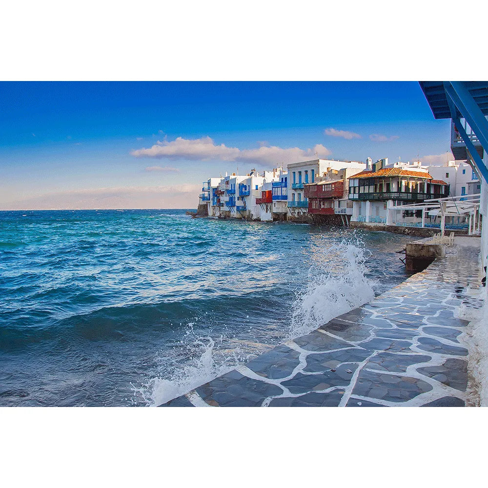 LED Bild Mykonos Strand Querformat