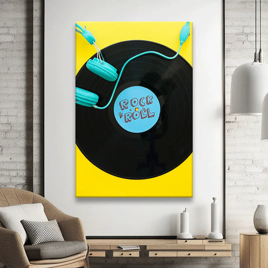 Poster Rock n Roll Schallplatte Hochformat