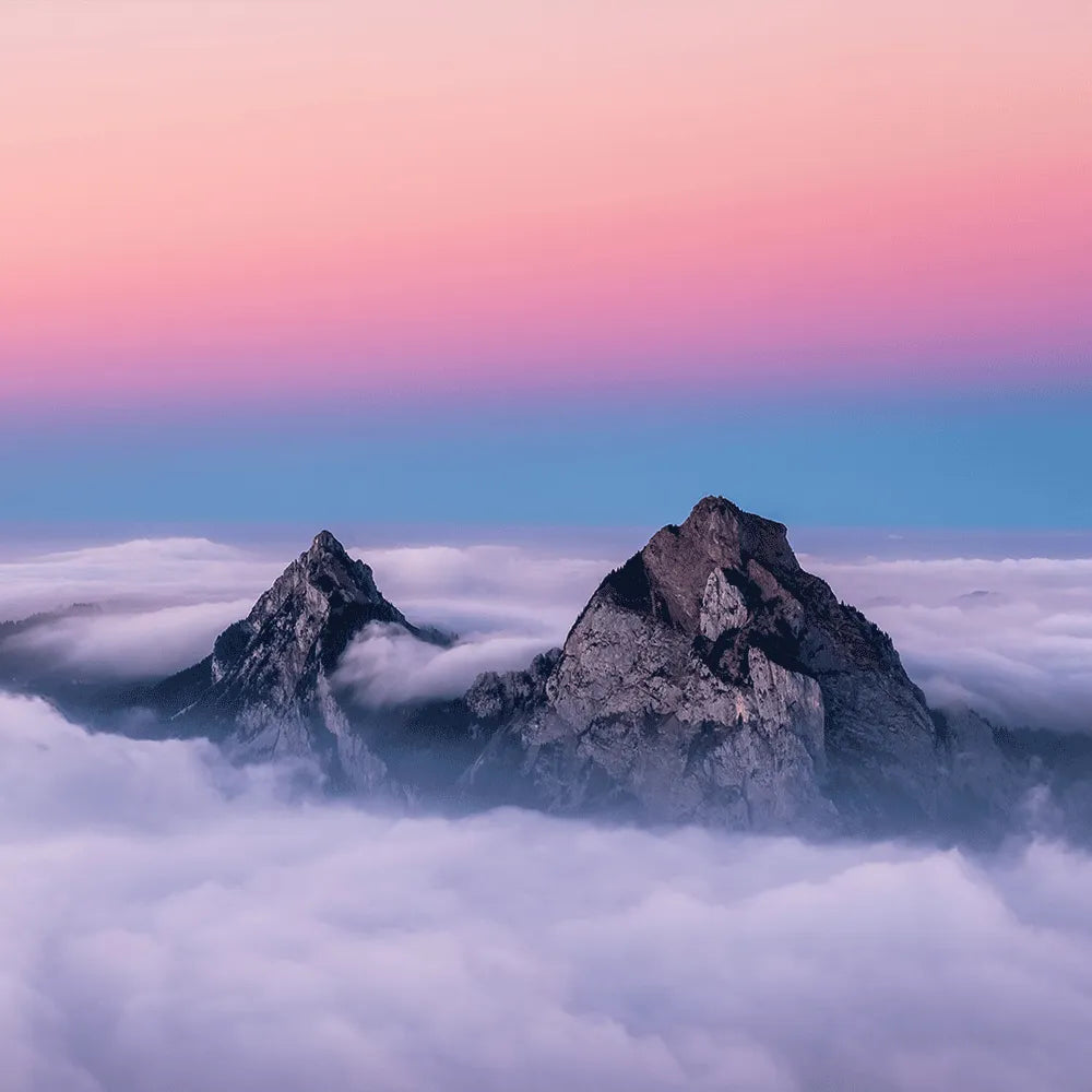 Aludibondbild schweizer Berge Quadrat