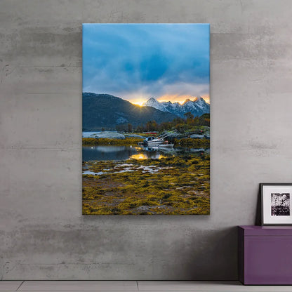 Alugebürstet Sonnenaufgang Lofoten Hochformat