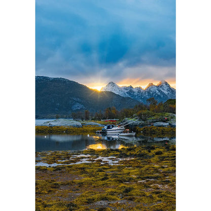 Alugebürstet Sonnenaufgang Lofoten Hochformat