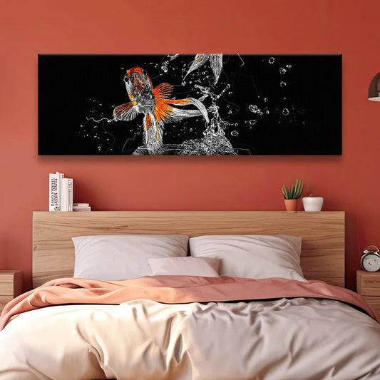 LED Bild springende Goldfische Panorama Quer