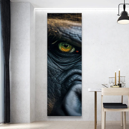 Acrylbild starrender Gorilla Panorama Hoch