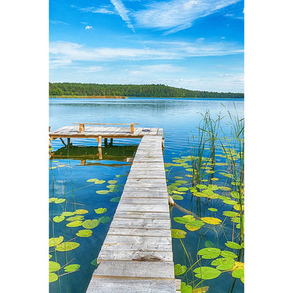 LED Bild Steg im Wasser Hochformat