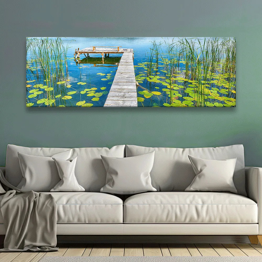 Poster Steg im Wasser Panorama Quer