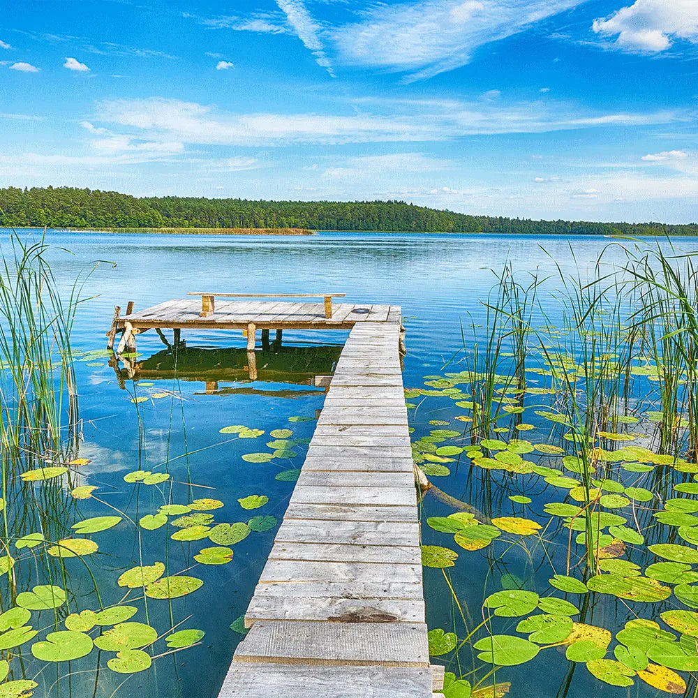 LED Bild Steg im Wasser Quadrat