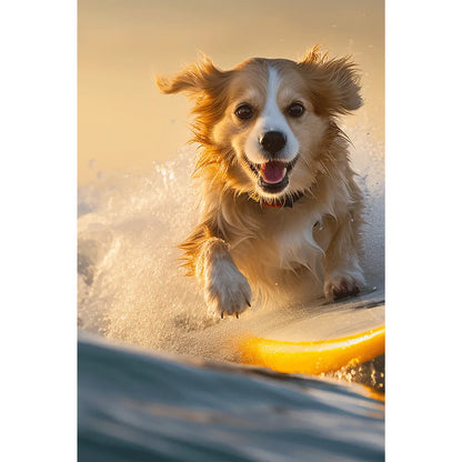 Poster surfender Hund Hochformat