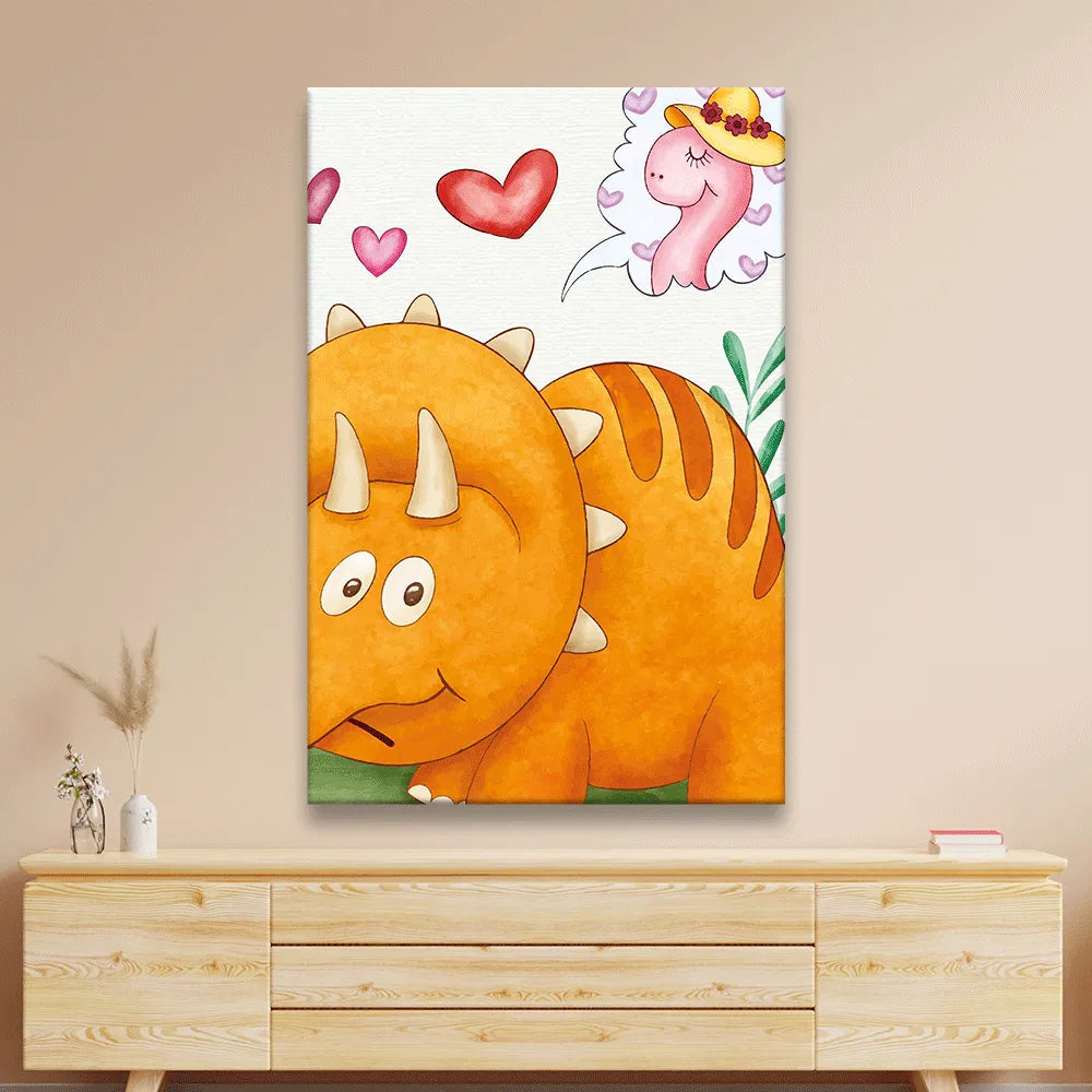 Acrylbild verliebter Dino Hochformat