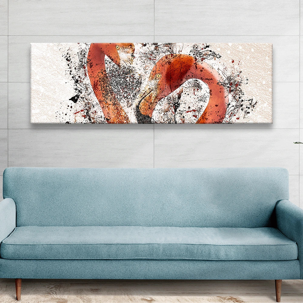 Poster Zwei Flamingos Panorama Quer